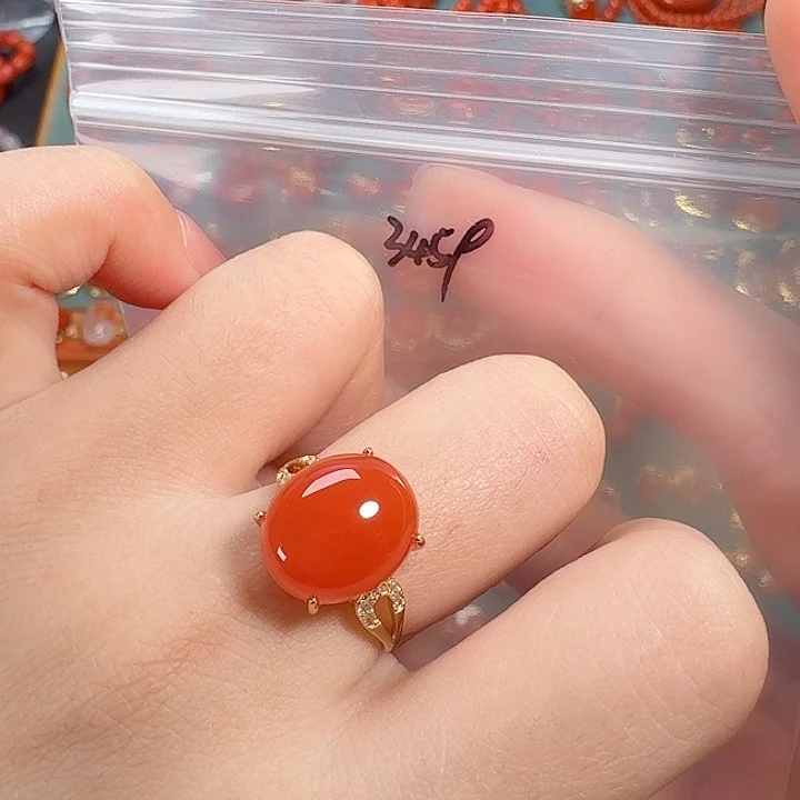 南红玛瑙银S925镶嵌戒指