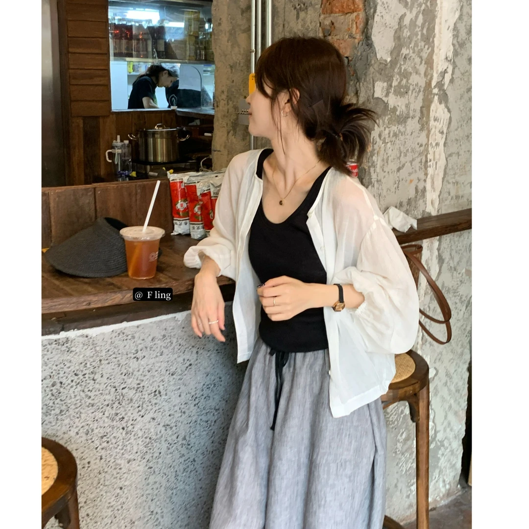 【芳龄F.LING】夏果 防晒衬衣两件套时尚百搭休闲FL0829