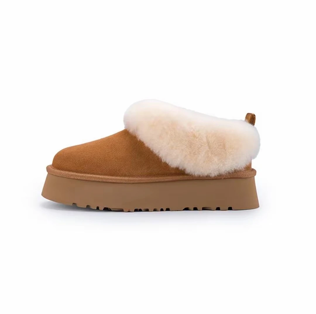 【塔茨勒专柜版】厚底浅口短筒4CM牛皮羊毛皮毛一体雪地靴AS