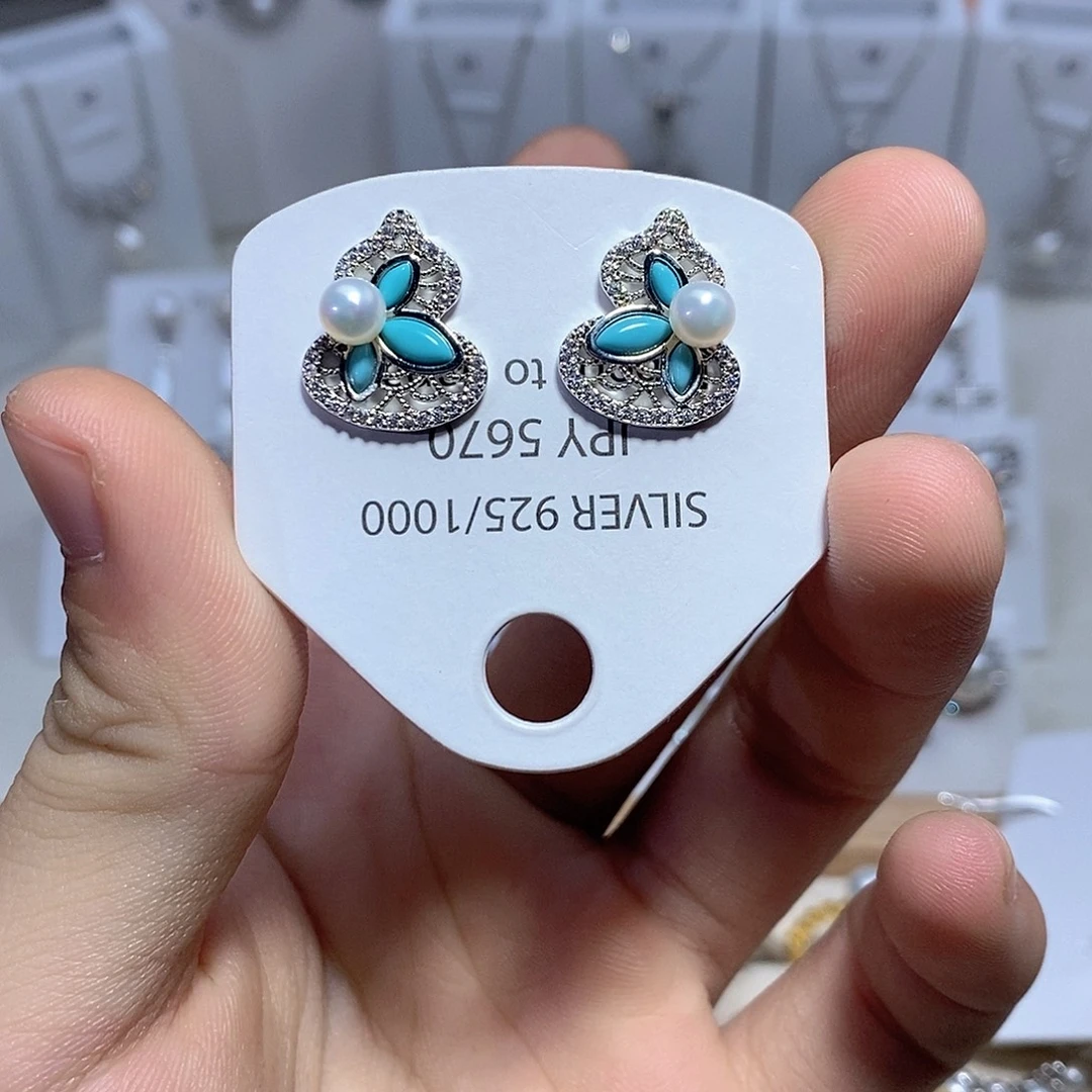 耳饰淡水珍珠银S925镶嵌