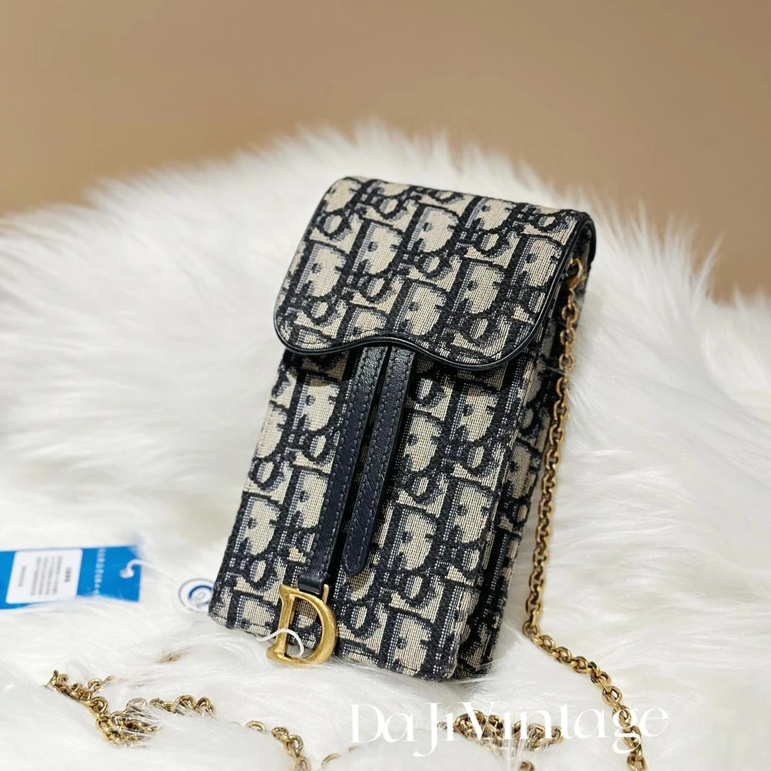 99新 DIOR/迪奥 大吉中古sz/Dior迪奥刺绣老花手机包斜挎包