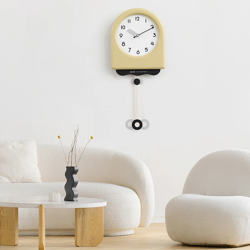 现代简约静音创意摇摆挂钟客厅家用2025新款免打孔钟表装饰时钟