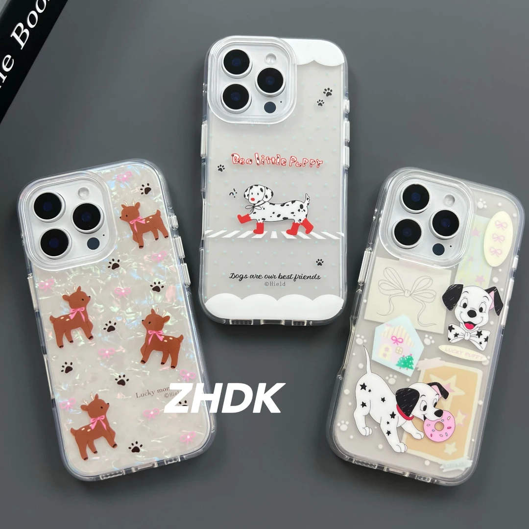 磨砂斑点狗高级感适用iPhone16promax手机壳苹果15气囊防摔14/13