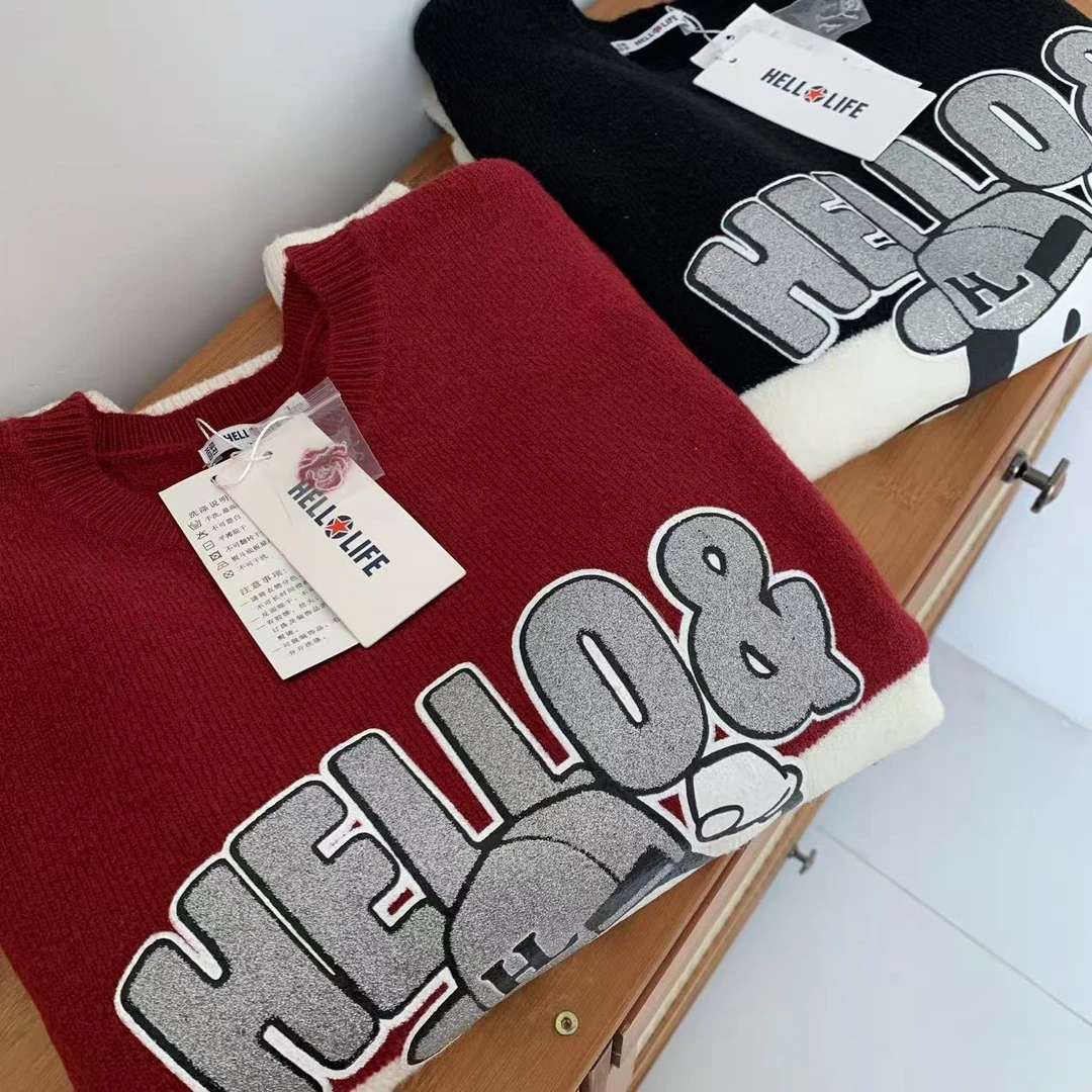 H5WB6820#宽松显瘦时尚潮流毛衣针织衫韩版撞色休闲百搭毛衣外套