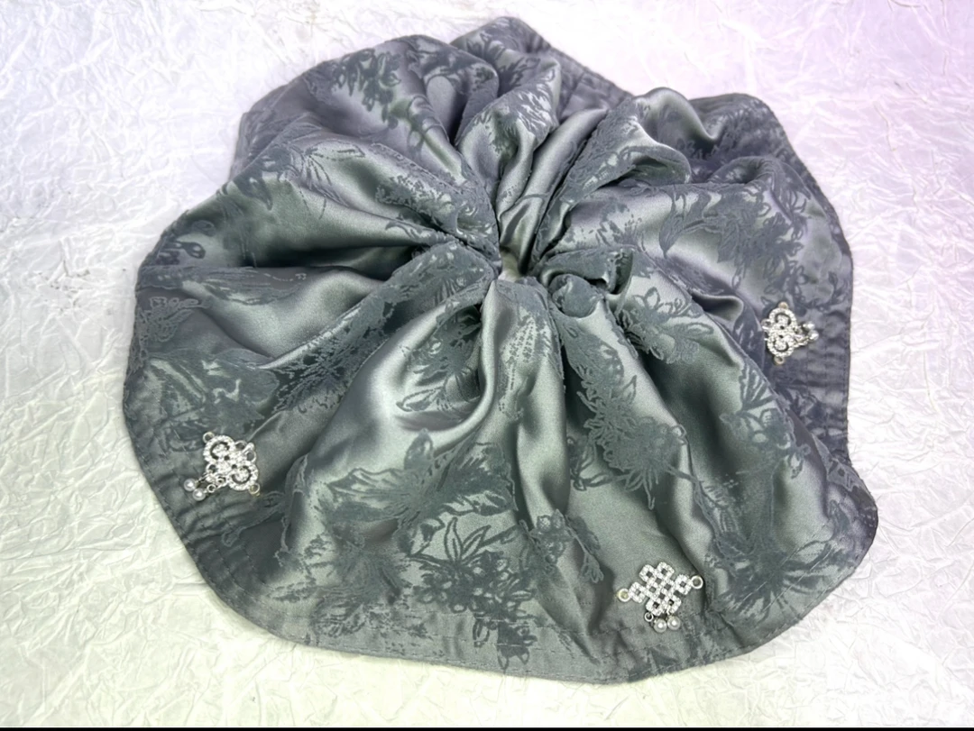 蒙古白色元素发圈百搭头饰缎面复古大发圈