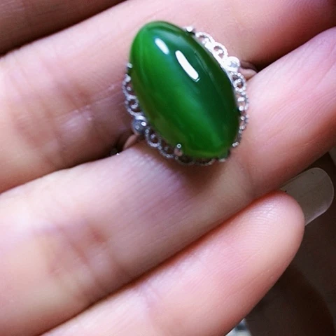 和田玉银S925镶嵌戒指