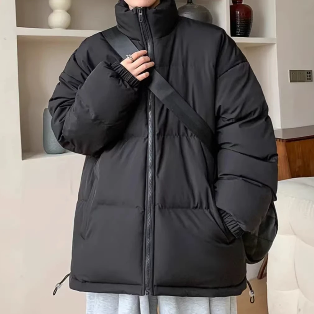 凯颂大码300斤简约休闲纯色立领保暖棉服男女秋冬宽松百搭外套