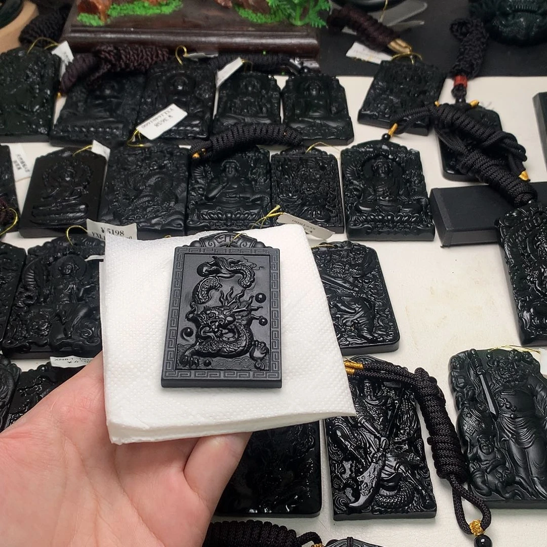 天然缅甸a货钢琴黑挂件