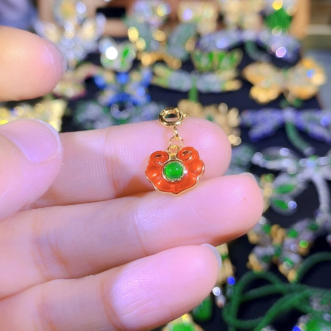 吊坠(不含链)银S925镶嵌翡翠