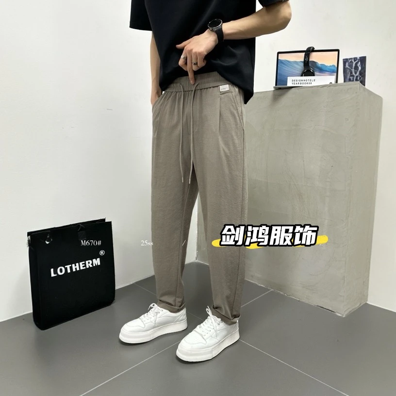 原创高密度天丝麻小西裤百搭薄款垂感裤潮流宽松长裤夏季裤子直筒