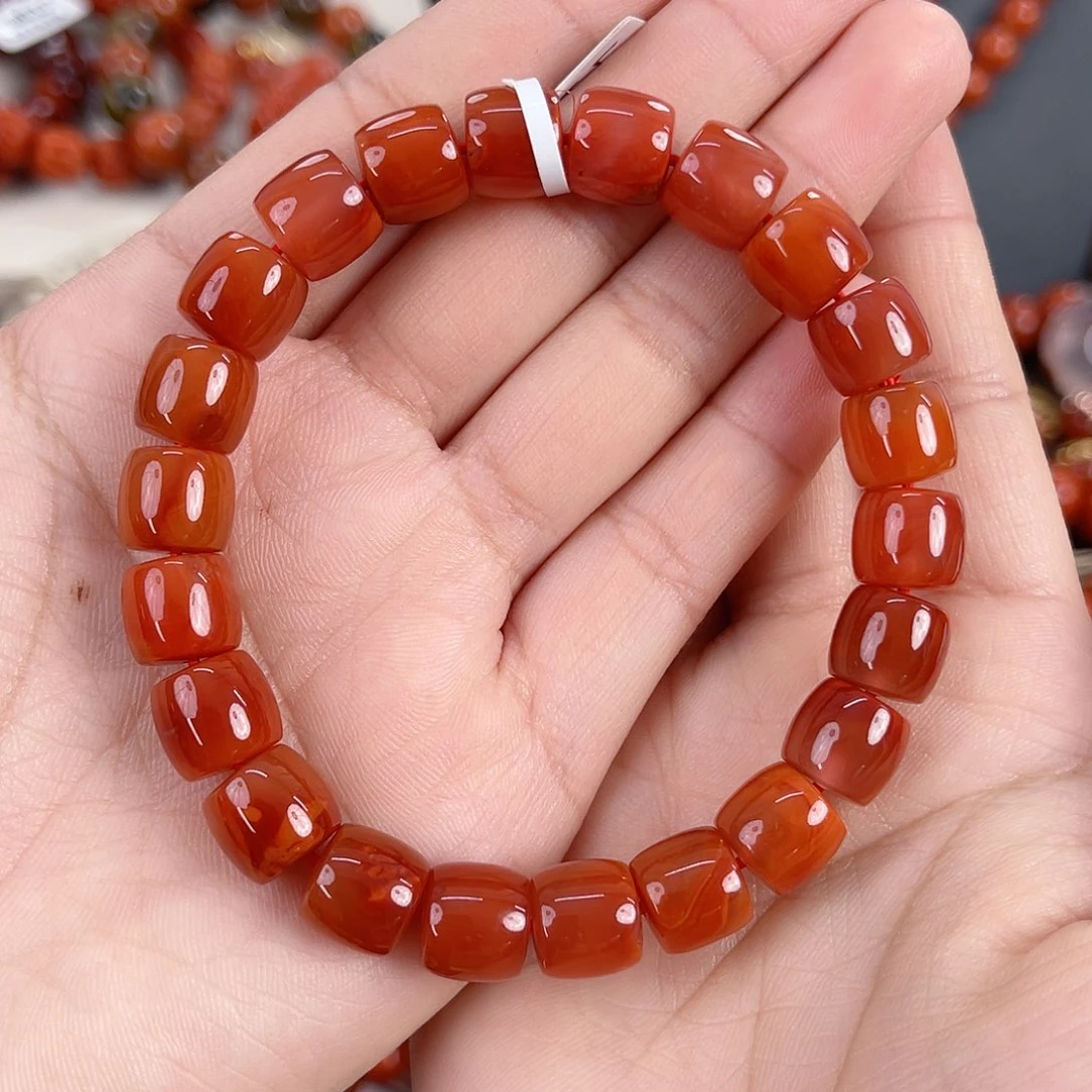 南红玛瑙未镶嵌瓦西柿子红精工直切单圈10mm