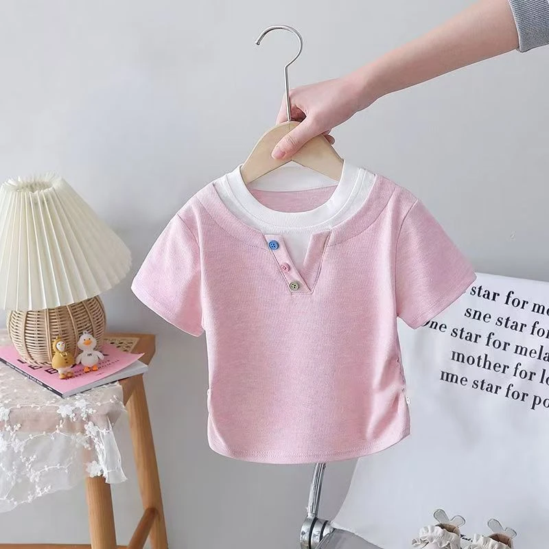 2025夏装女童炸街潮服上衣公主风洋气时髦短袖t恤童装宝宝衣服
