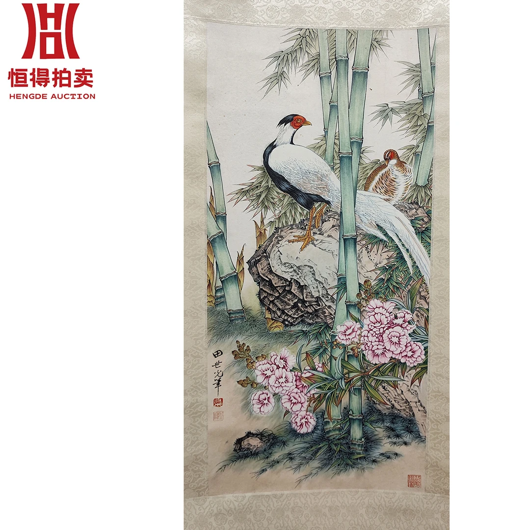 1-0064田世光绘画立轴花鸟40x82