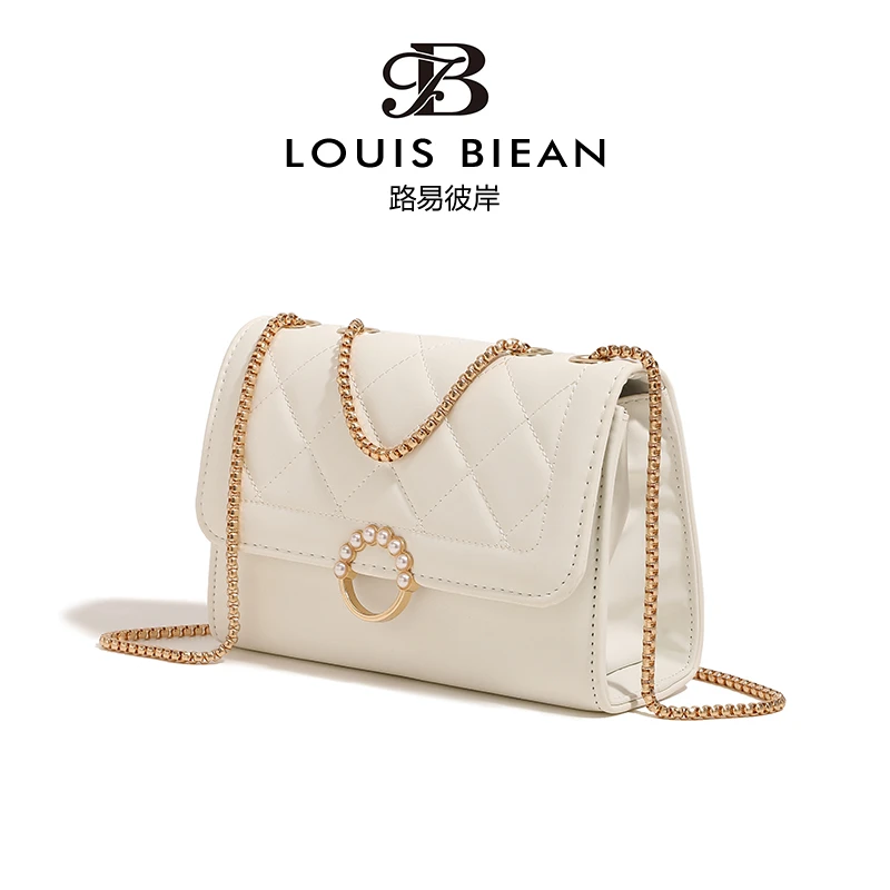 路易彼岸链条韩系斜挎包百搭小众单肩腋下9089白色
