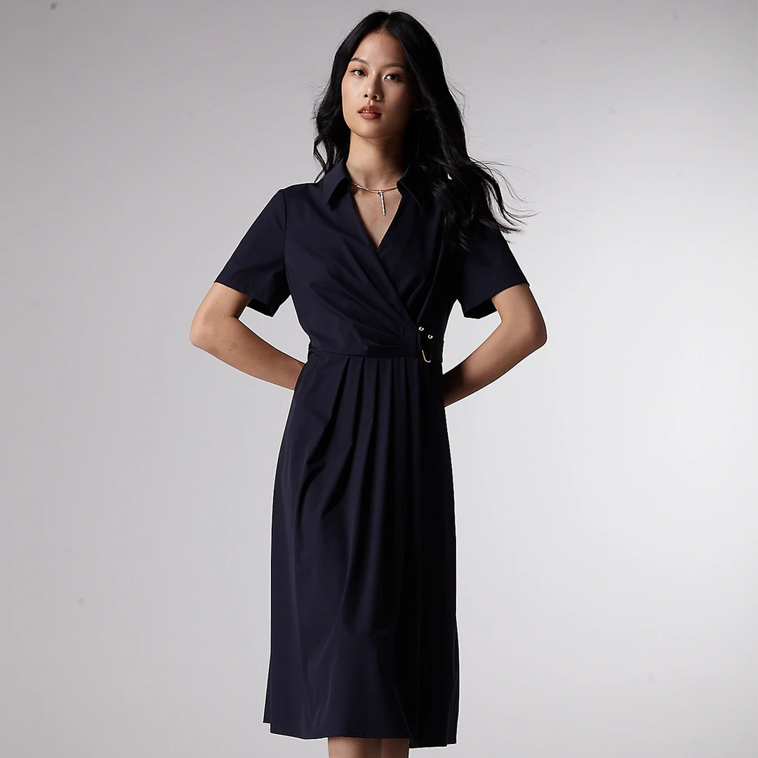 连衣裙夏季法式透气收腰连衣裙中长款法式美式