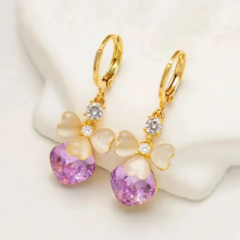 铜合金合成锆石耳饰 韩系甜美气质优雅减龄款145号