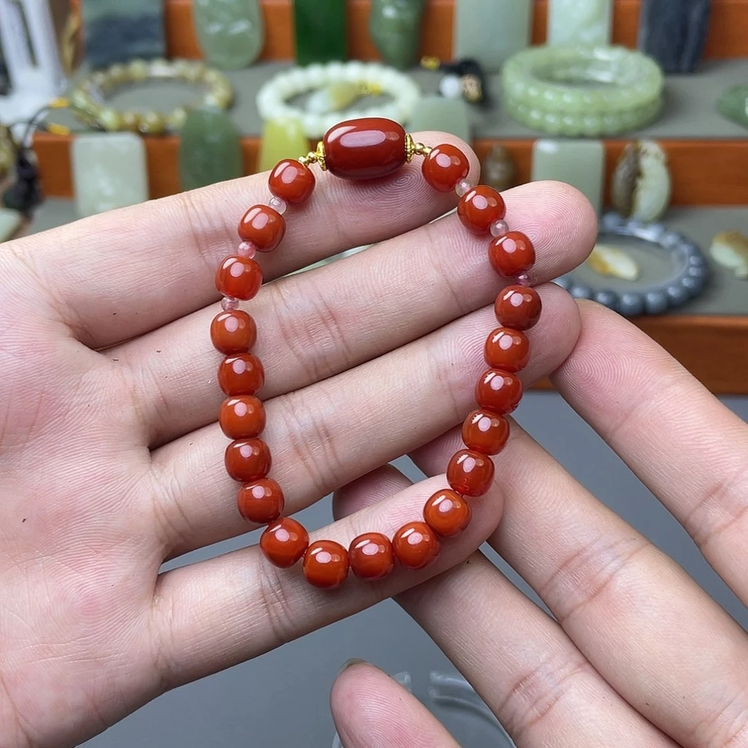 南红玛瑙合金手链