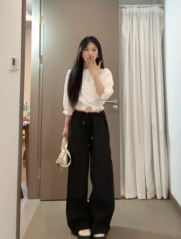 2025夏季新款时尚打底上衣气质显瘦洋气休闲百搭外穿白色甜美上衣