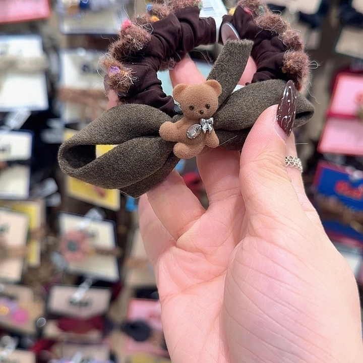 棕色彩点小熊面膜圈