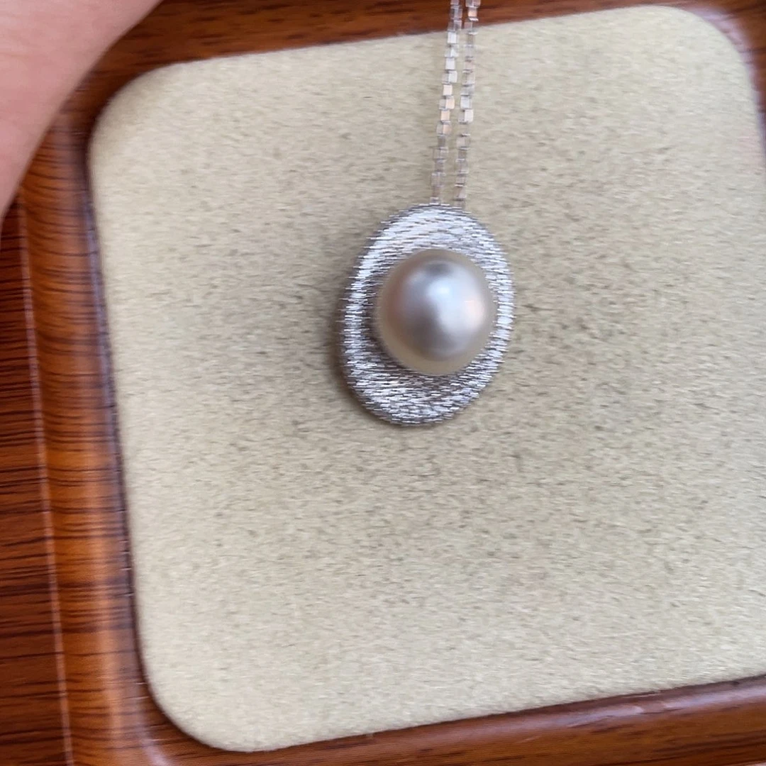 海水珍珠银S925镶嵌吊坠(赠链)