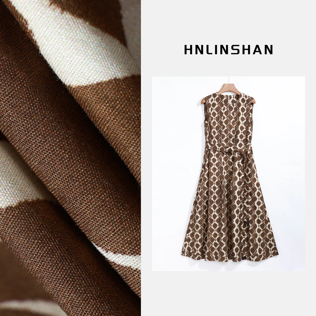 HNLINSHAN【菱格】MAX定织棉府绸菱格连衣裙BXQ2015