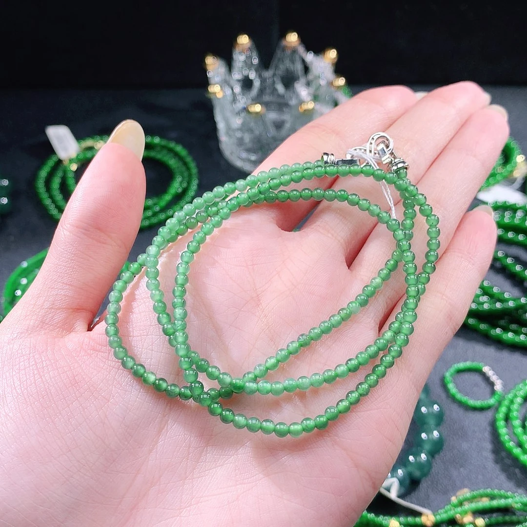 风***淡翡翠未镶嵌手链项链