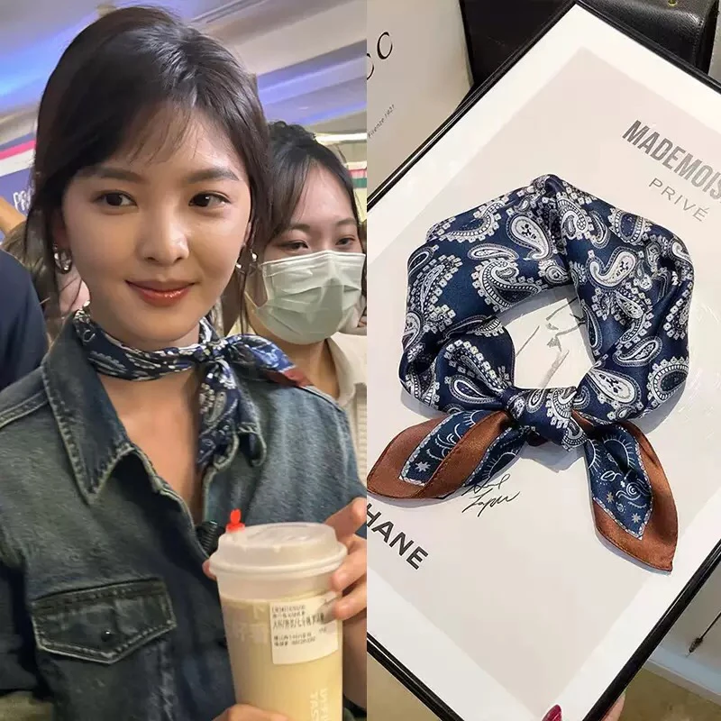 难哄章若楠同款丝巾女2025春夏新款时尚复古系脖高级感小方巾配饰