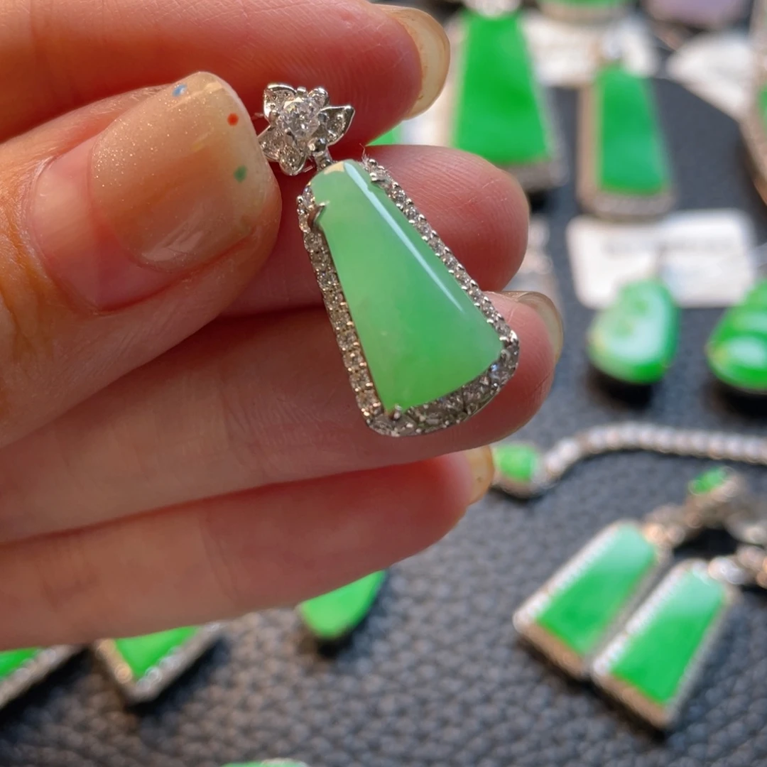 翡翠银S925镶嵌吊坠(不含链)