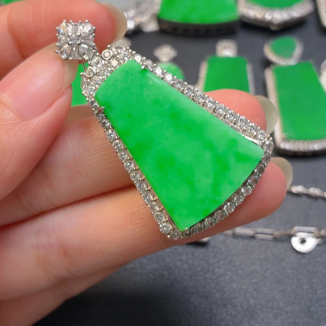 翡翠银S925镶嵌吊坠(不含链)