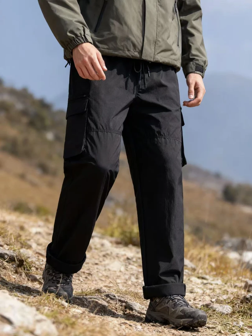 男士直筒多口袋简约风工装裤户外机能运动束脚休闲裤 117-D