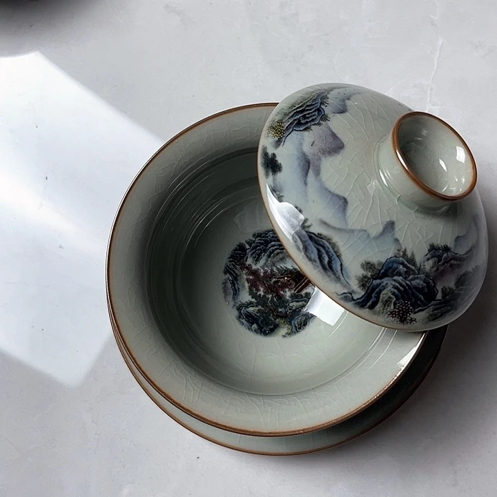 只此青绿元宝盖碗