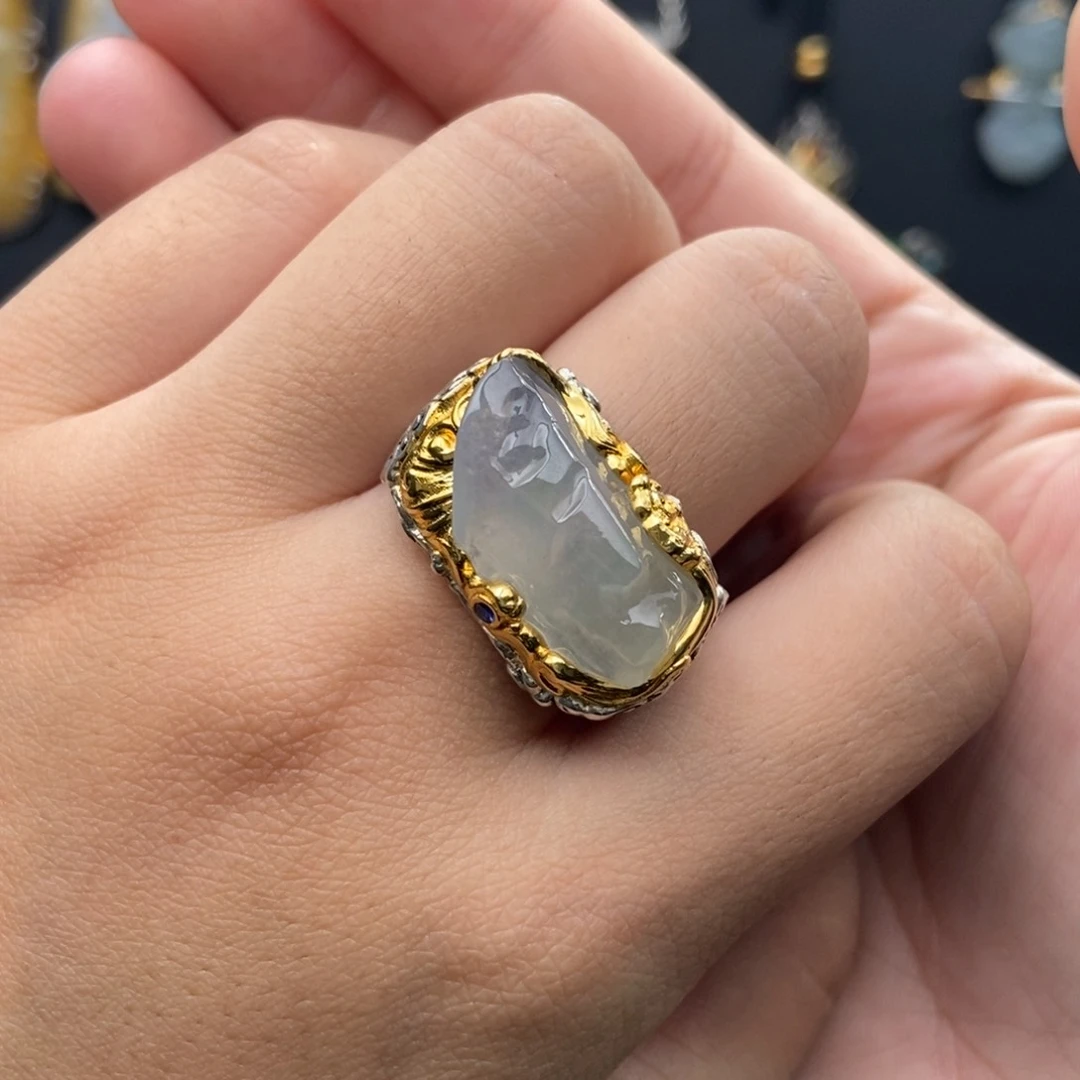 银S925镶嵌戒指翡翠