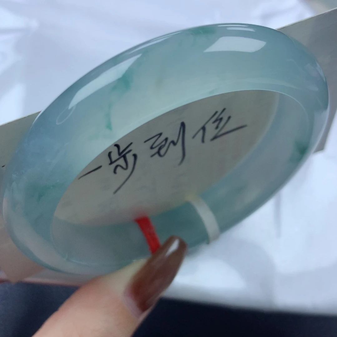 未镶嵌手镯翡翠高冰起钢韵味十足蓝花瓷正圈55