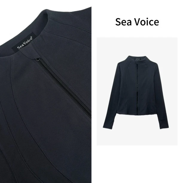 “羊绒蛋白”拉链开衫气质静奢立领修身显瘦运动休闲上衣5636-526