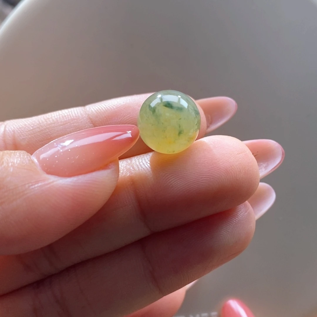翡翠未镶嵌吊坠(不含链)翡翠冰黄飘花珠卡12.3