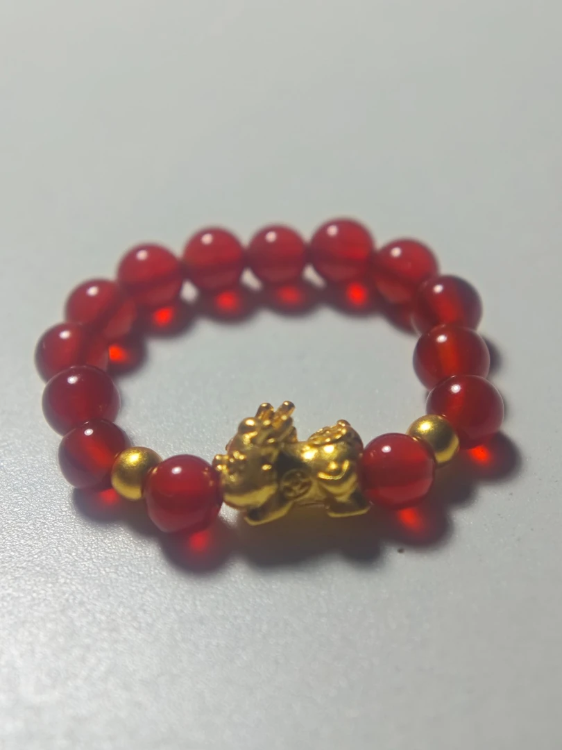 世家（041）足金卡八貔貅+3mm珠2颗（赠卡六红玉 髓）多样性发货