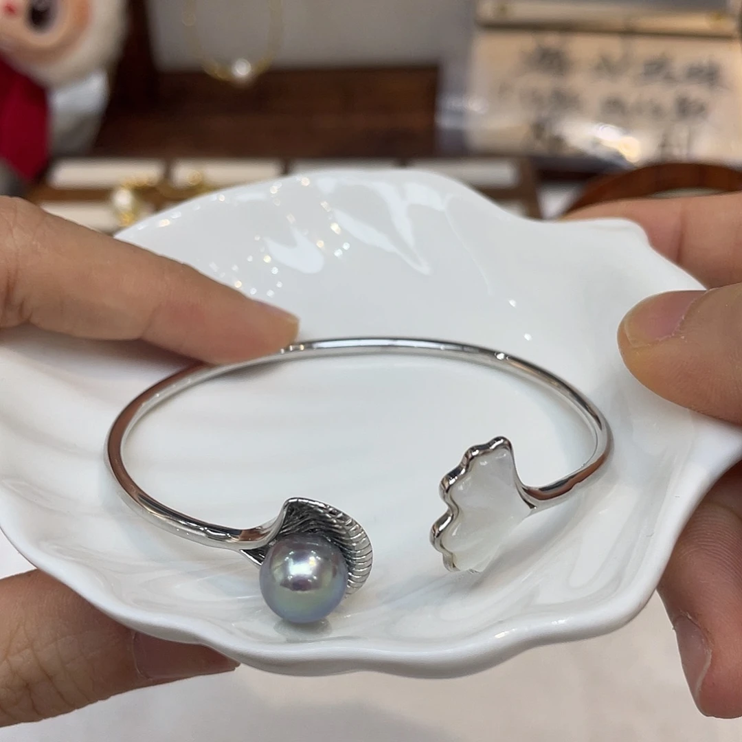 银S925镶嵌手链海水珍珠