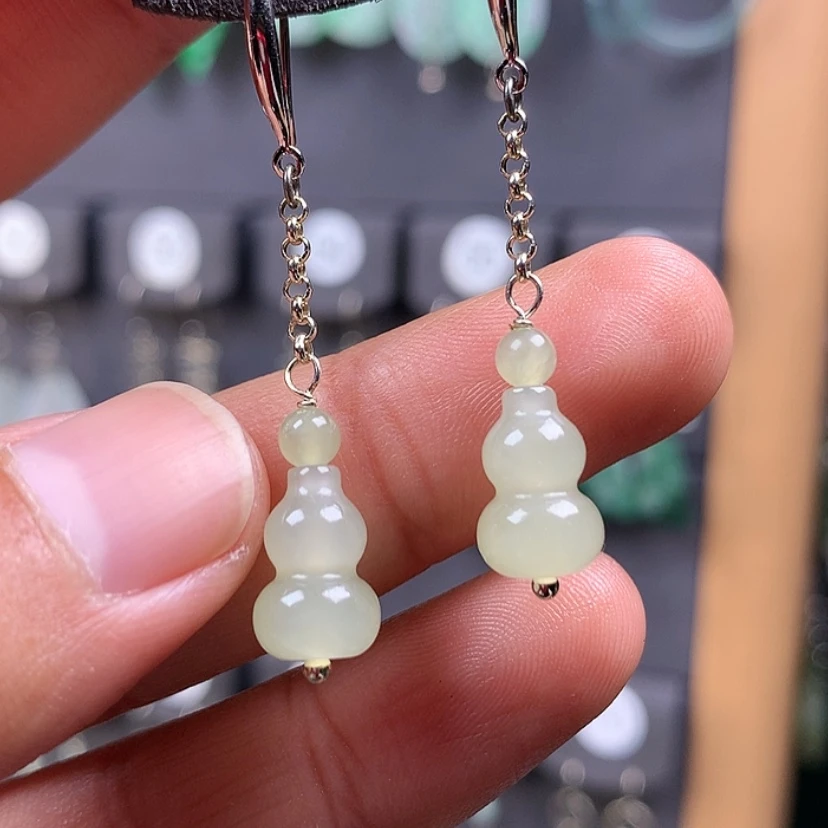 【闪购商品】和田玉耳饰银S925镶嵌