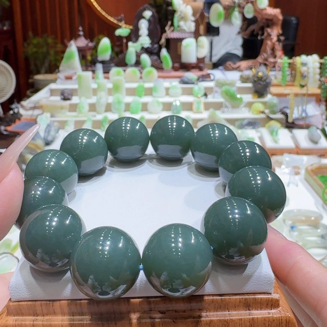 手串未镶嵌和田玉瓷蓝卡20