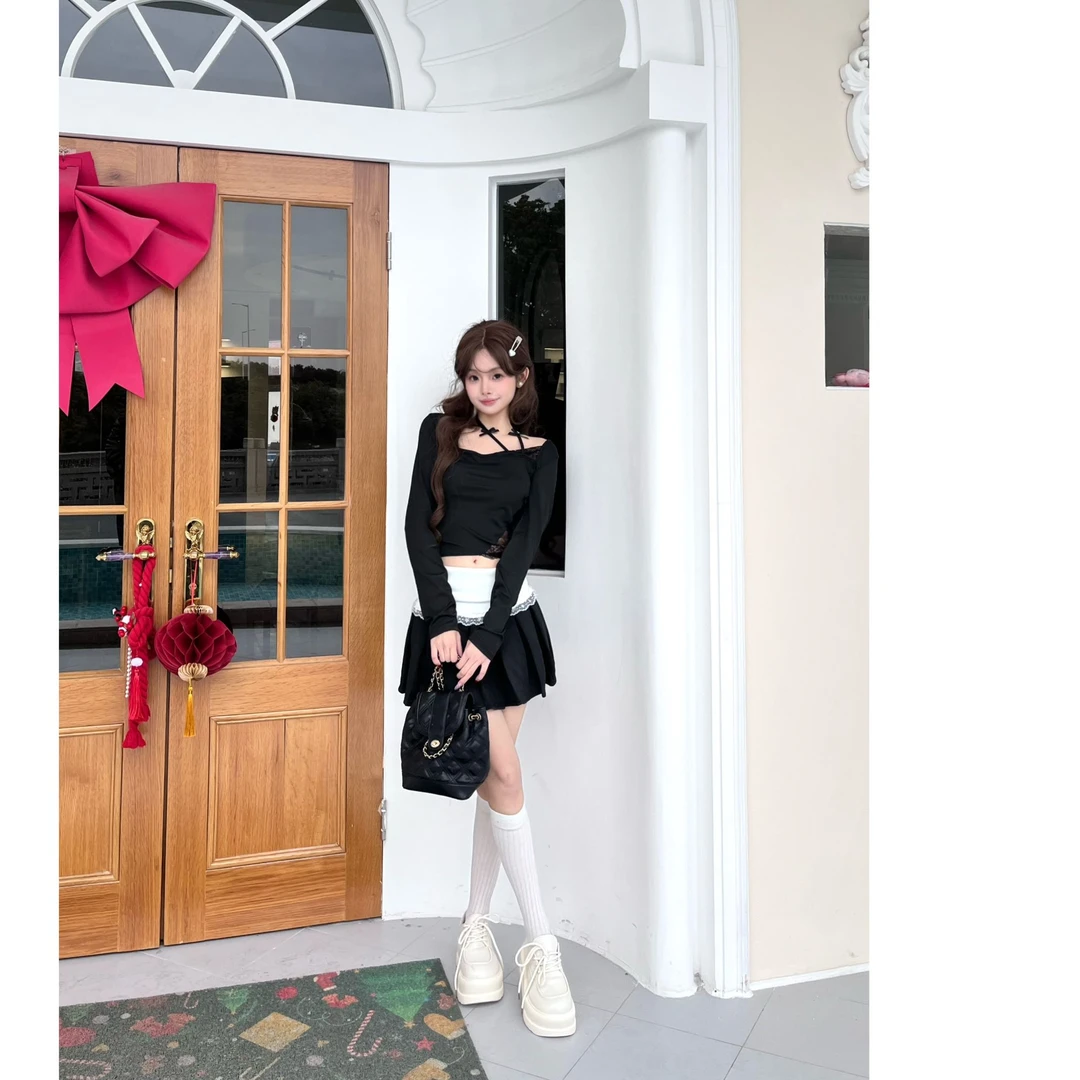 美野梨梨 版型超正！黑色纯欲套装裙