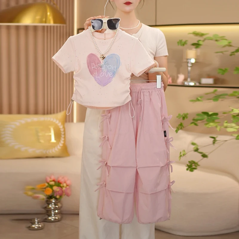 女童短袖套装夏季2025新款儿童洋气时髦夏装女孩大童韩系穿搭衣服