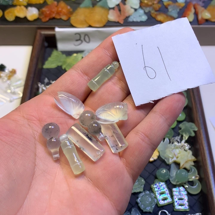 别***蛇纹石玉合金耳钉
