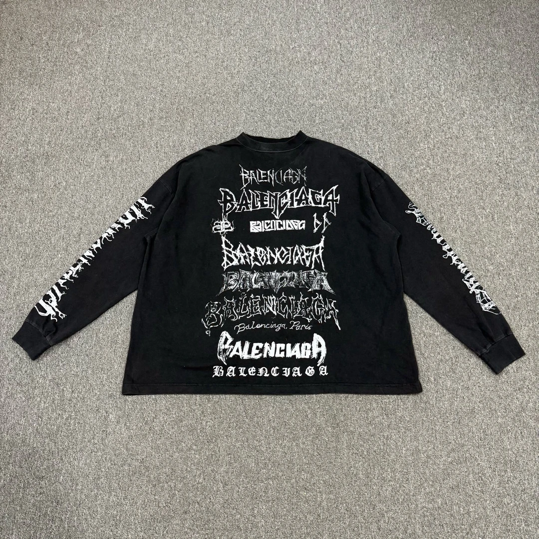 99新 Balenciaga/巴黎世家 17489366限定款黑色梵文满印卫衣 2码