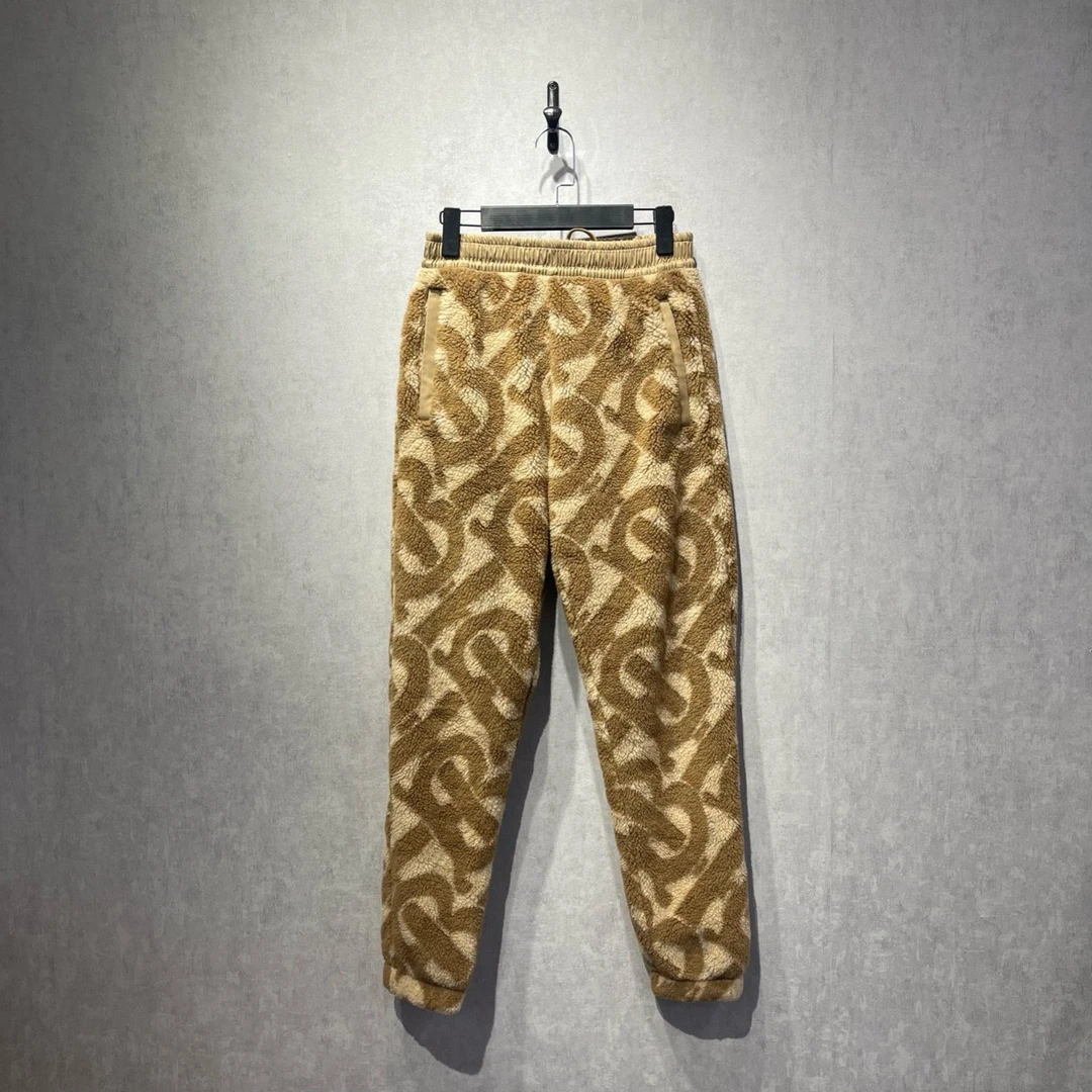 99新 BURBERRY/博柏利 字母印花泰迪绒长裤/XS码/DY215105
