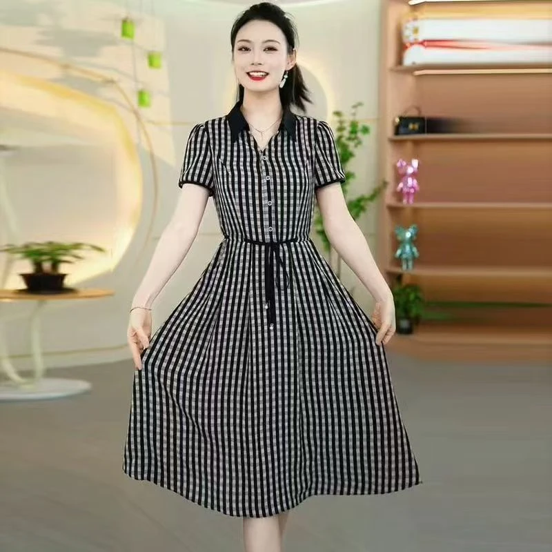 10025-夏季新款洋气时尚显瘦减龄气质中长款裙子连衣裙【A31-2-2】