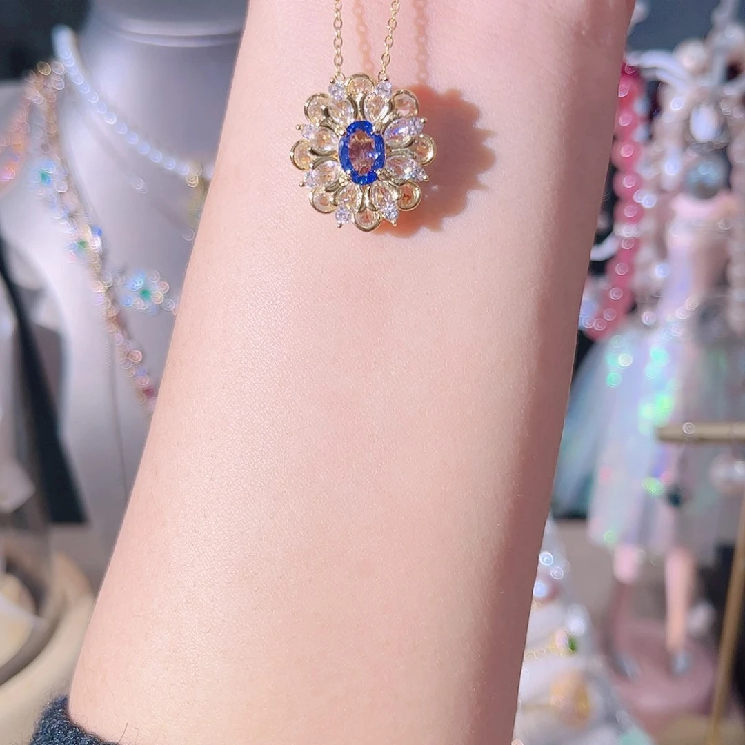 坦桑石颈饰银S925镶嵌