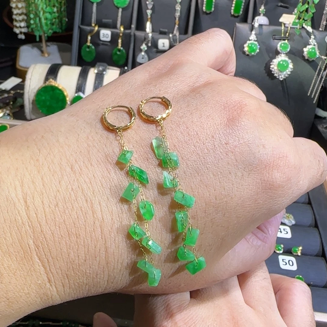 翡翠18K金镶嵌颈饰耳包