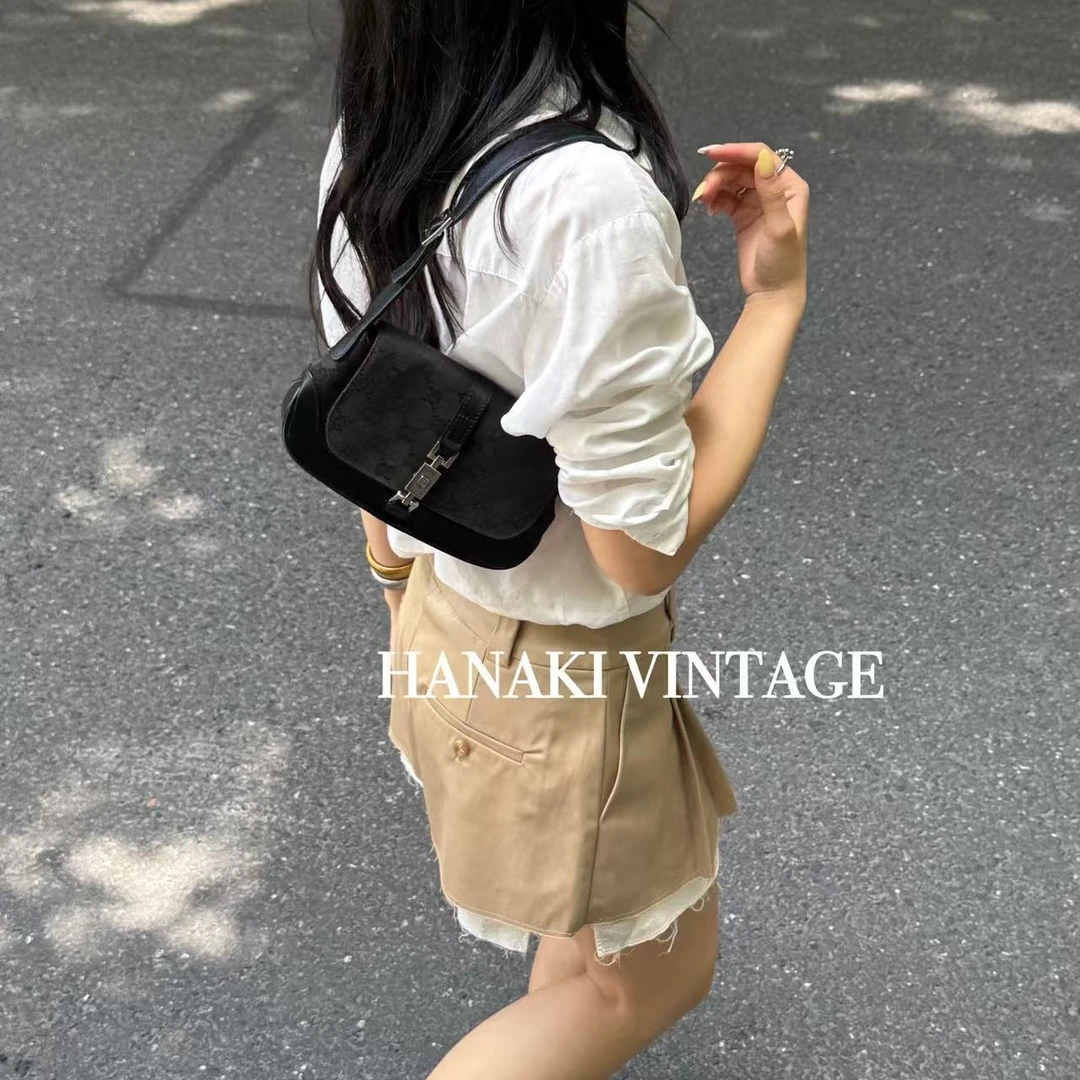 95新 GUCCI/古驰 花绮中古/Gucci黑老花小号Jackie腋下单肩包