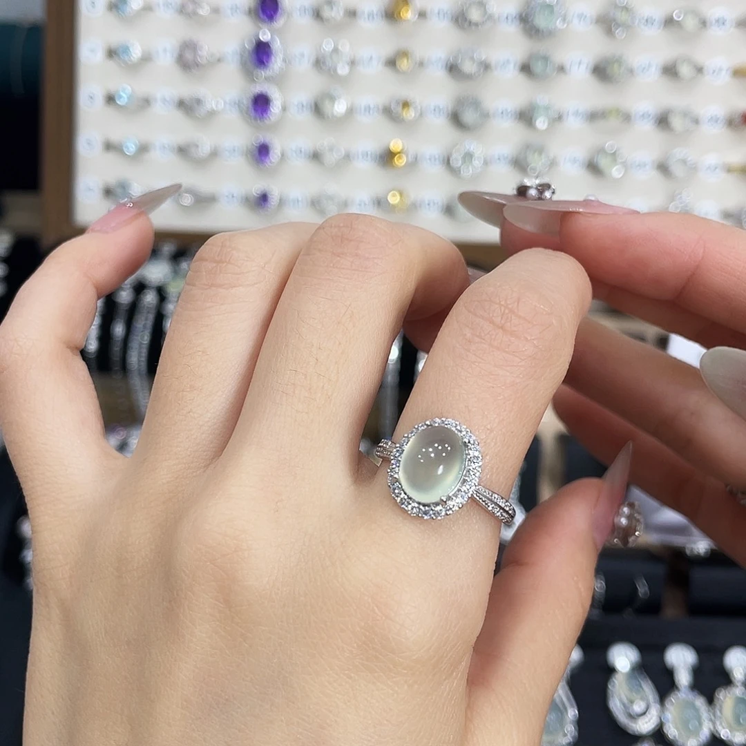 脾***暴蛇纹石玉银S925镶嵌戒指