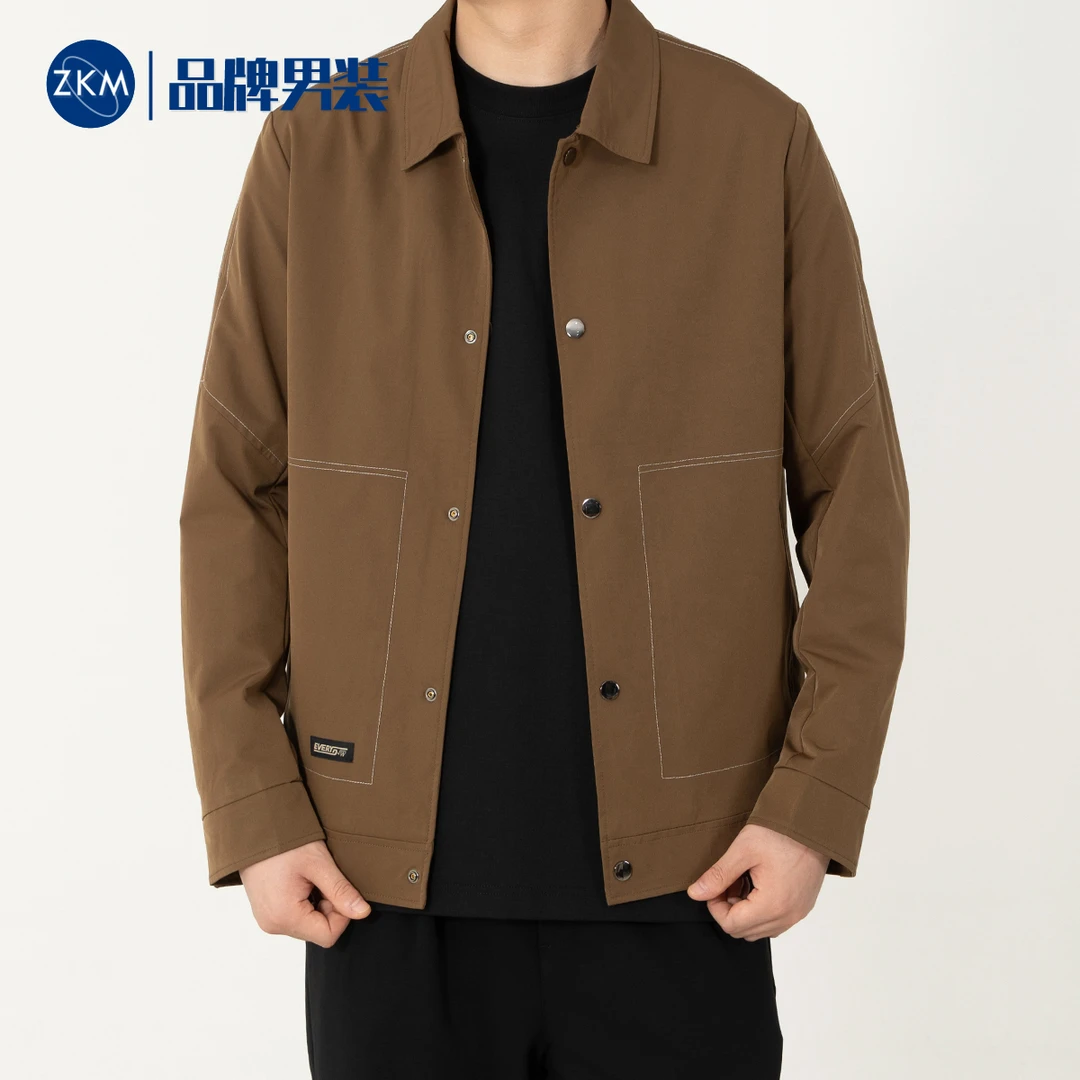 【现货现发】ZKM-8801-翻领辑明线上衣日常休闲百搭外套男夹克